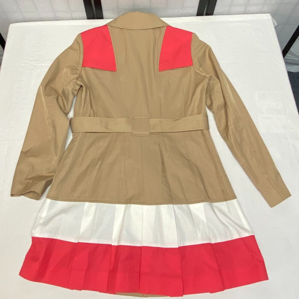 Vintage Iman Platinum Pleated Trench Coat Beige Pink White Classic L Rain Jacket - Picture 9 of 13